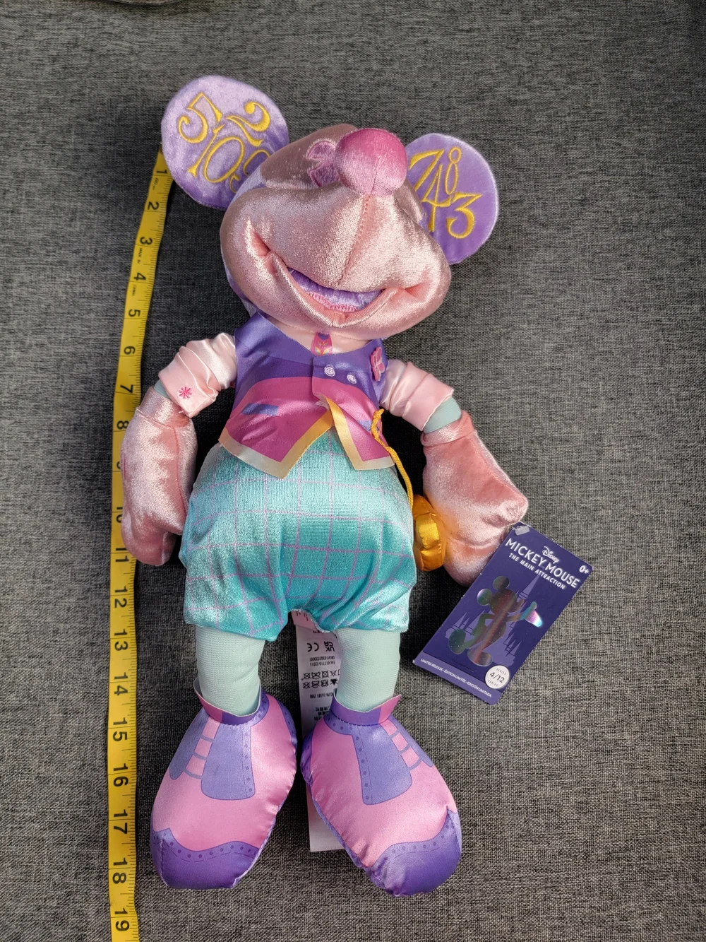 Disney Plush Mickey Mouse in Lavender, Pink & Teal Pastels